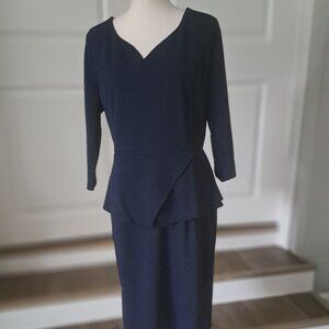 I Miusol Classy Navy Blue V-Neck 3/4 Sleeve Party Dress XL NWT